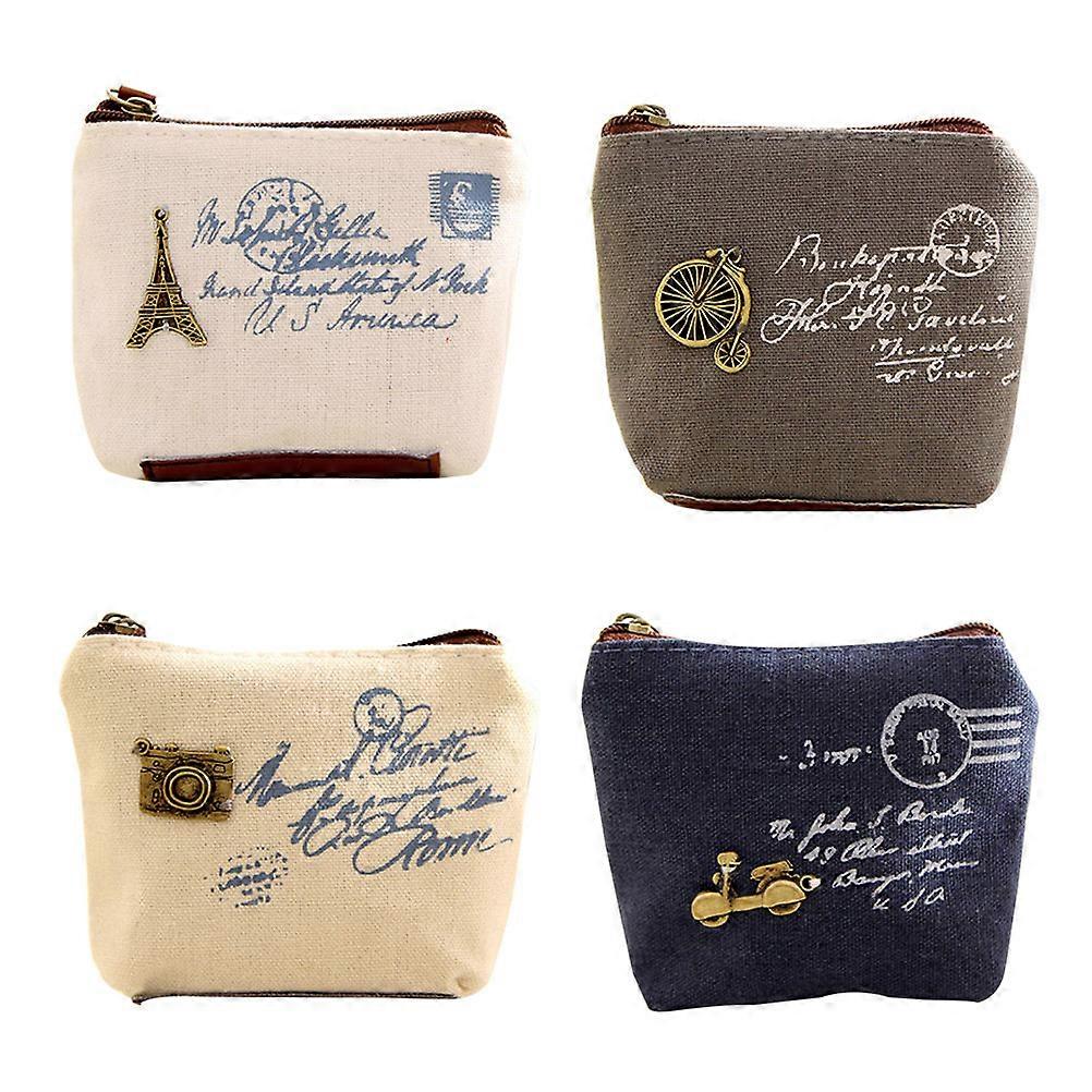 Canvas Mini Purse for Girl present Style Small Size 4Pcs Travel Accessory