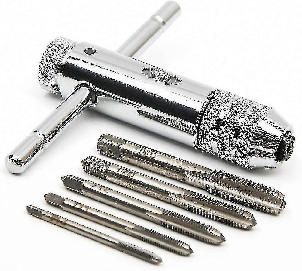 مجموعة صنابير يدوية مترية M3 M4 M5 M6 M8 مع حامل صنبور قابل للانعكاس بسقاطة لقطع الخيط