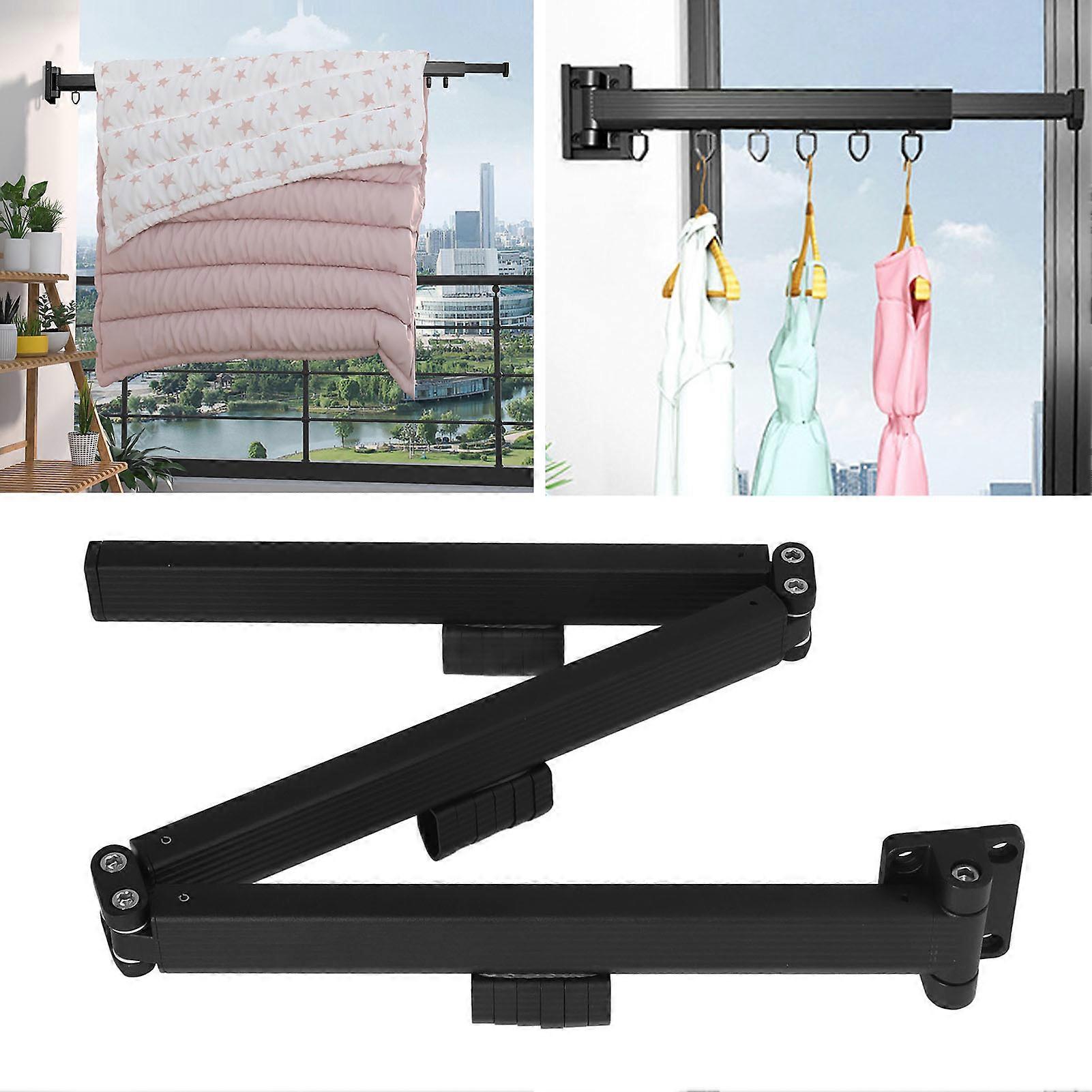 Retractable 3-Fold Wall Mounted Laundry Drying Rack Black 39.4in