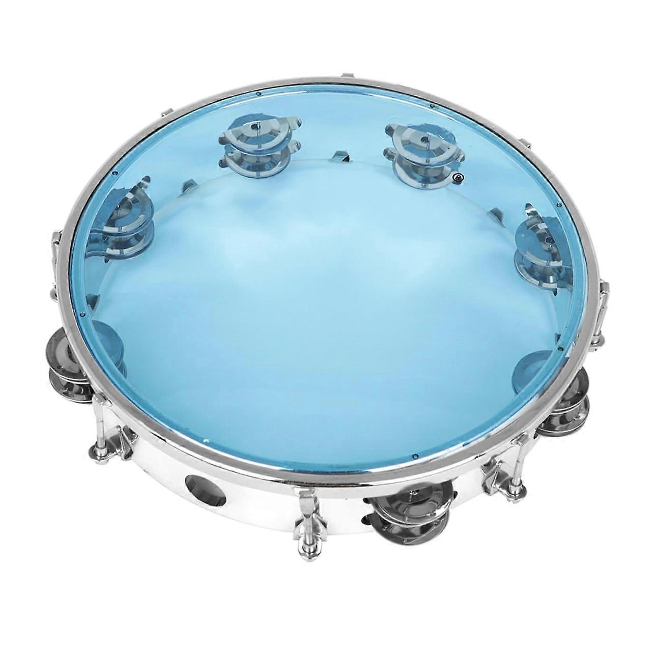 Portable tambourine, handheld tambourine, hand drum jingles, percussion instrument, metal blue