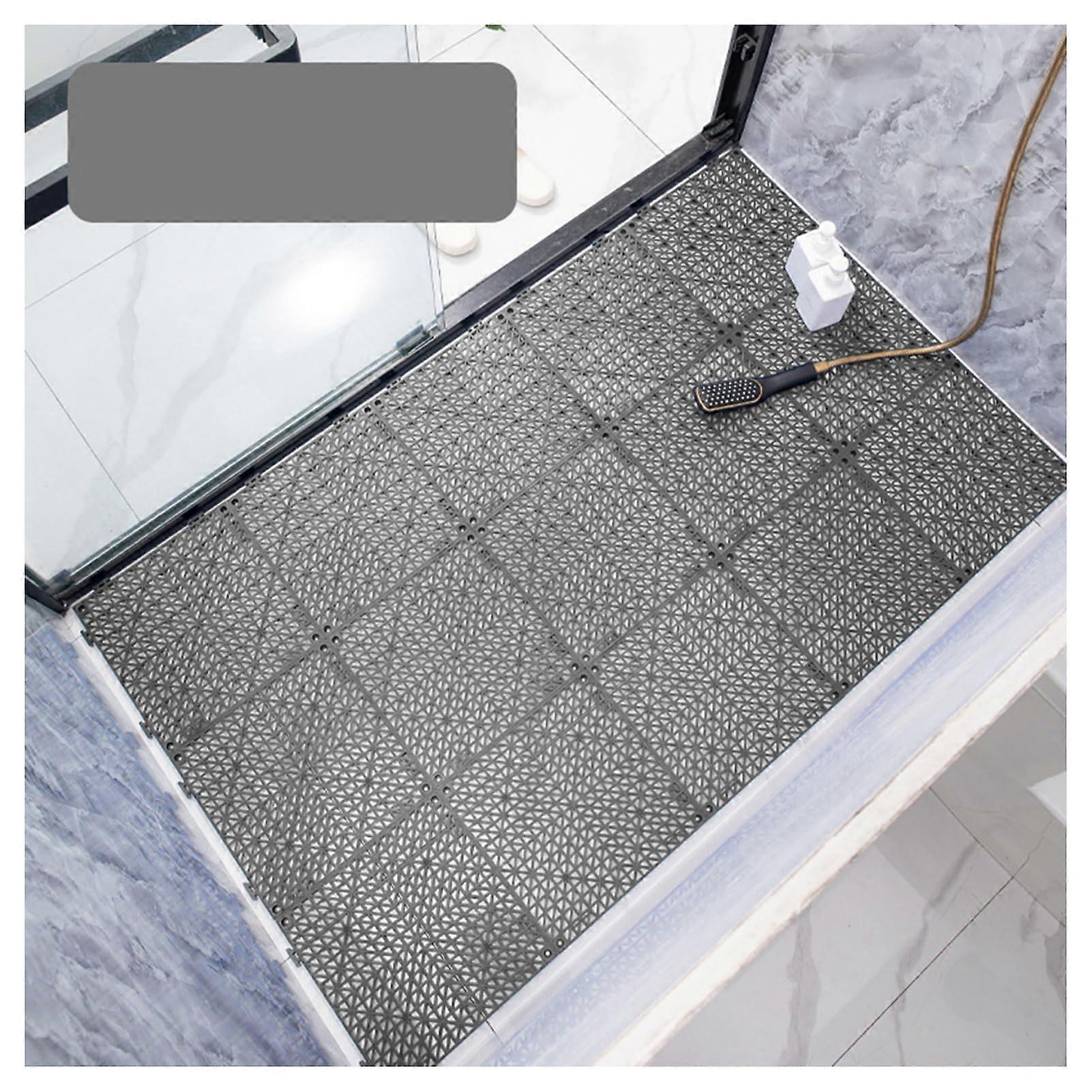 Shower Floor Mat Interlocking Non-Slip Tiles 12 X 12 Inches Set 12/20/26 Pieces Grey