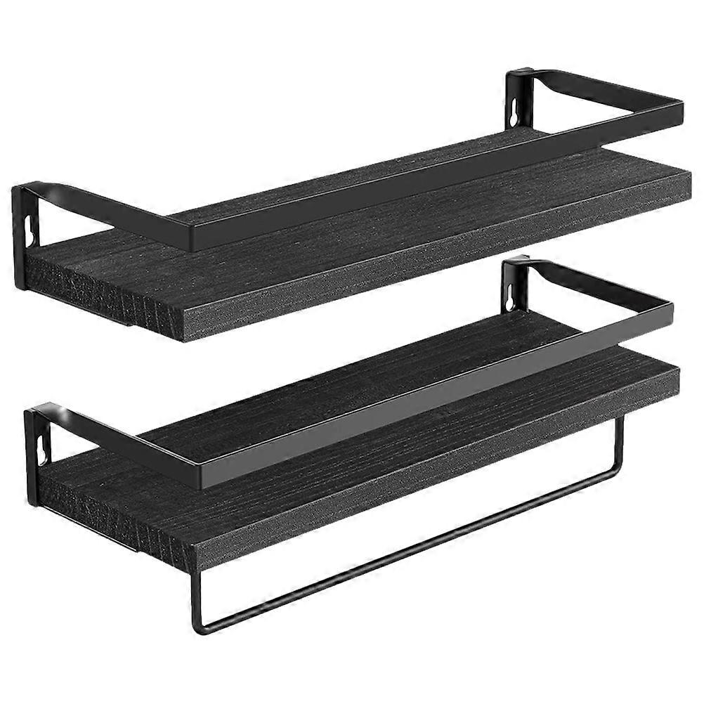 Black Wall Mount Organizer with Iron Frame for Storage 2 Piece Set Stylish Simple Design