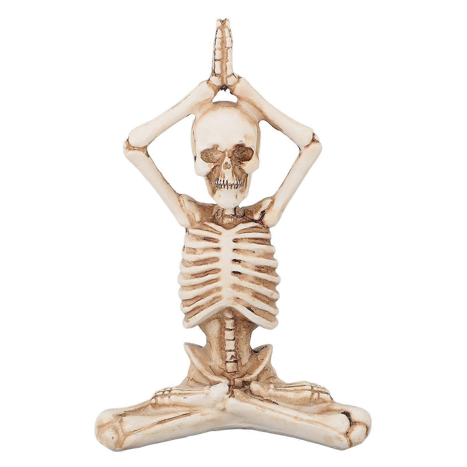 Resin Skeleton Ornament for Halloween, Durable White Yoga Skeleton Figures, Creative Design for Shelf and Mantelpiece