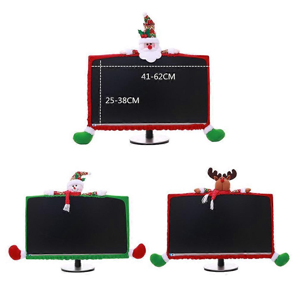 Computer Monitor Decoration Screen Protector Red 25-35 Inch Elk Shaped Christmas Theme 1Pack