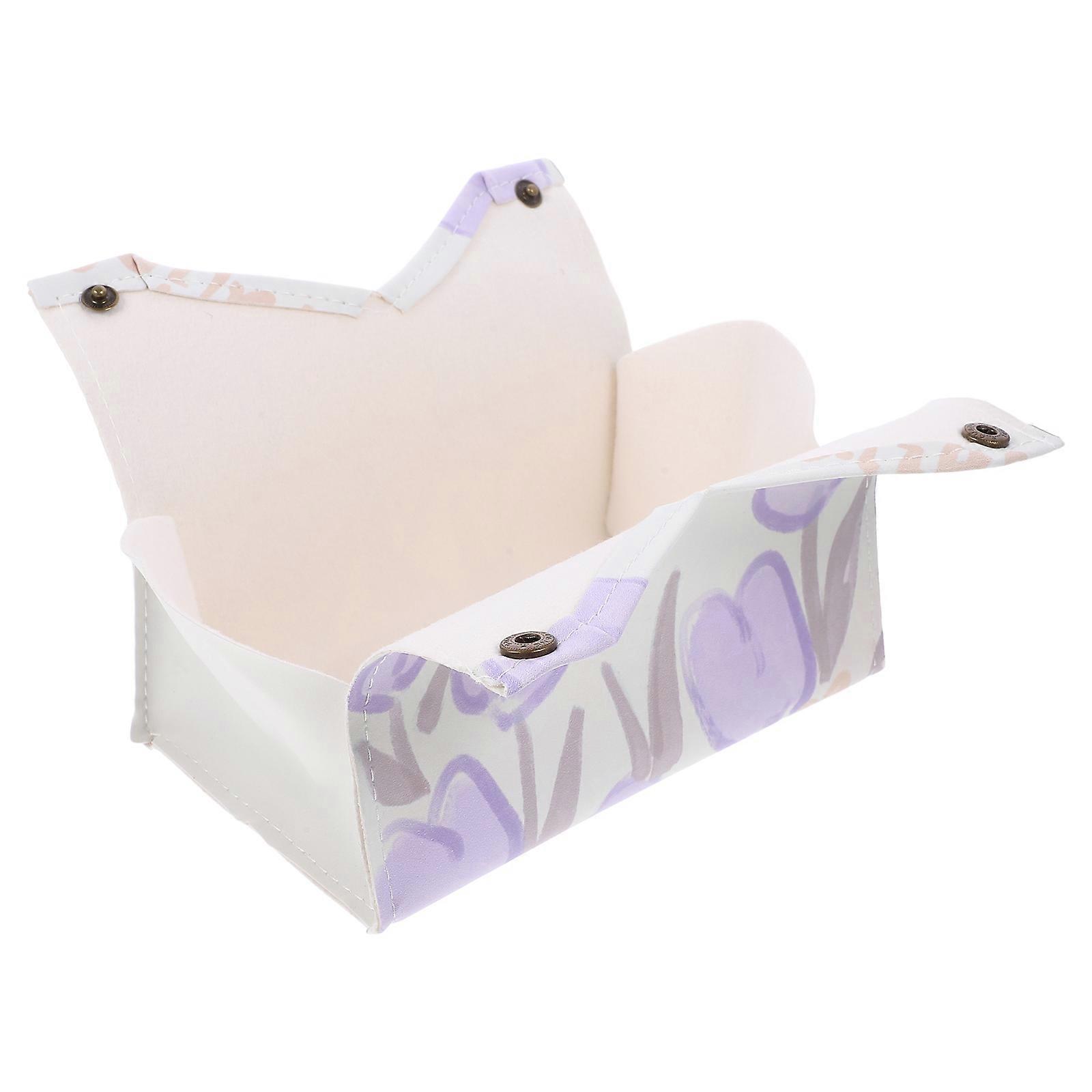 Desktop Napkin Holders Tissue Box Purple Flower Pattern 18.50X13.00X11.00CM 1Pack