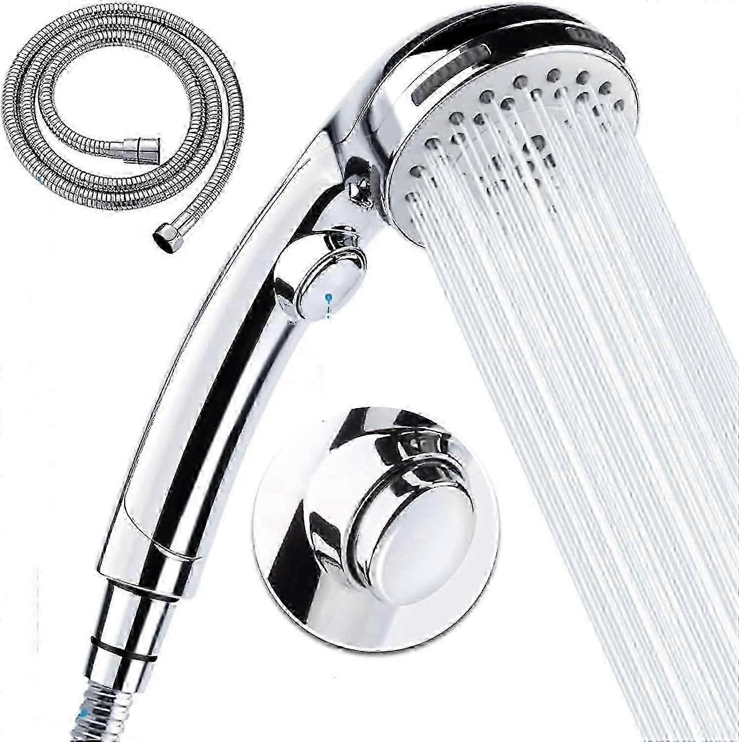 Hand shower with hose - 5 spray settings for high pressure shower