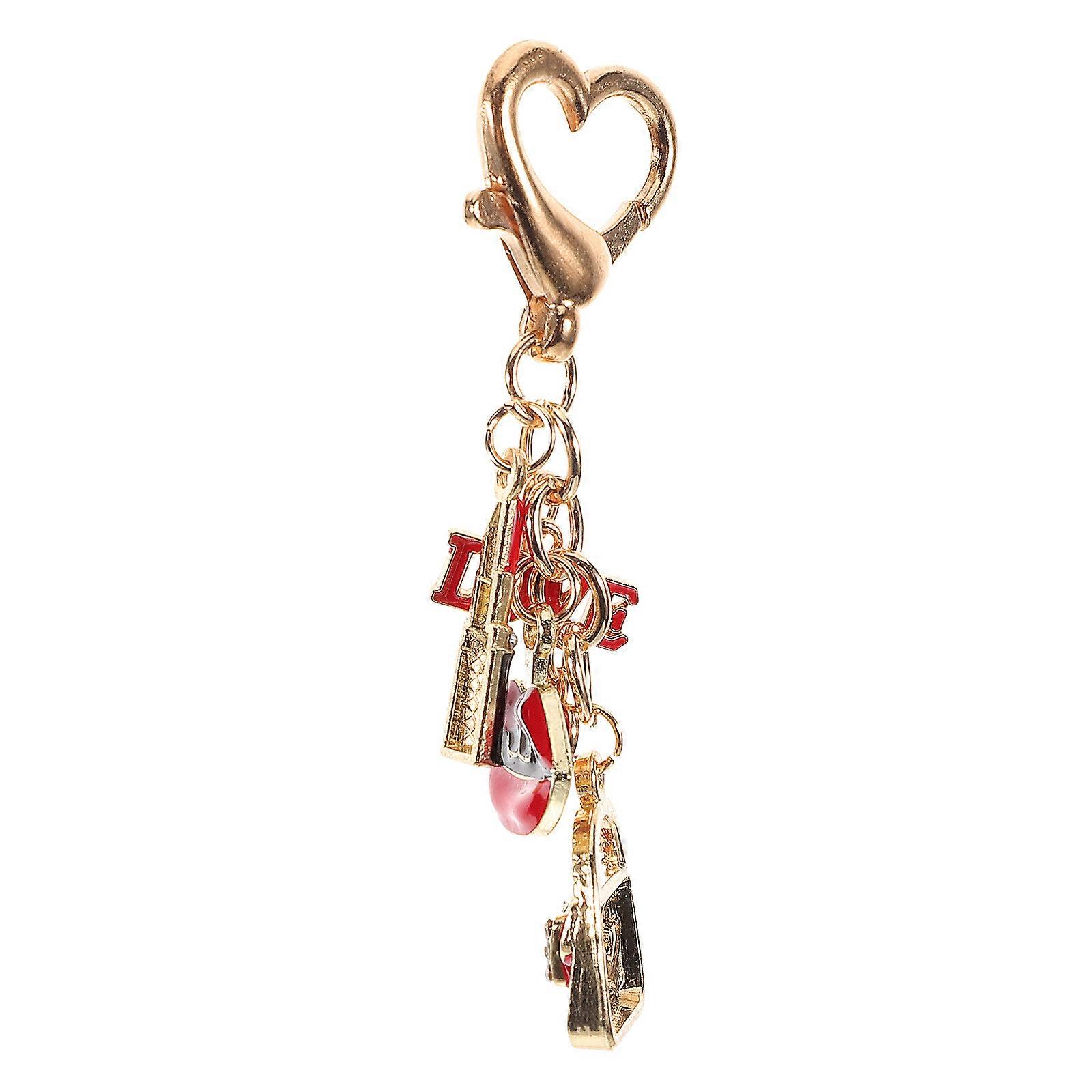 Heart Shaped Alloy Keychain with Crystal Rhinestones – Lightweight & Stylish Bag Charm for Handbags, Wallets, and Backpacks – Perfect Accessory for