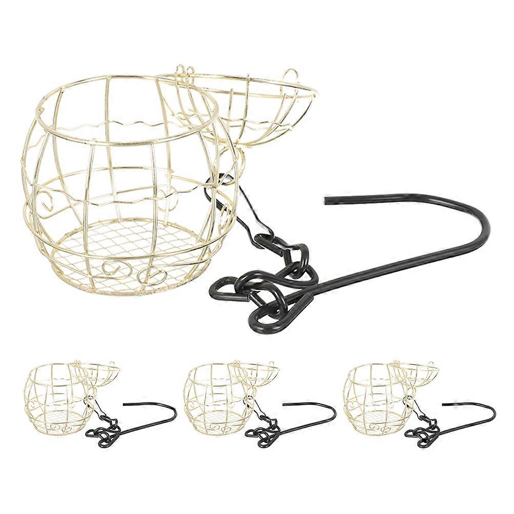 Golden Metal Outdoor Bird Feeder Hanging Tool with Hook for Wild Birds Easy to Clean Durable Design 1 Count