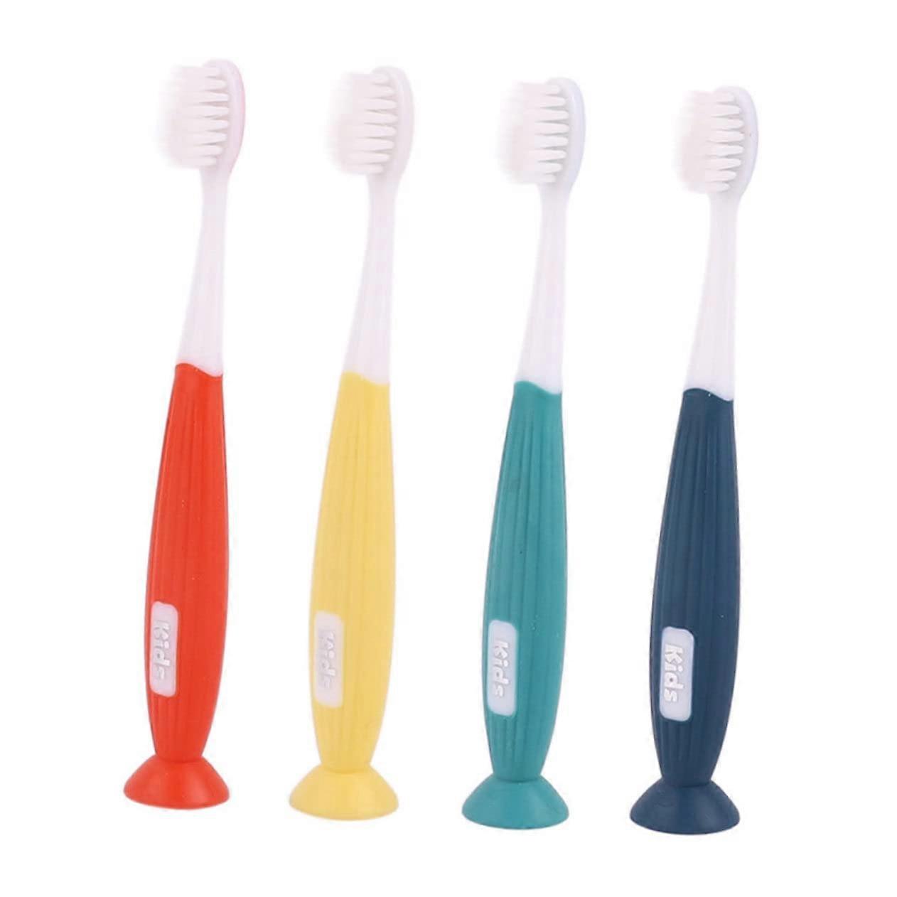 Children's Toothbrush Pack of 4 with Soft Bristles for Toddlers Oral Care, Colorful Baby Teeth Cleaning Kit