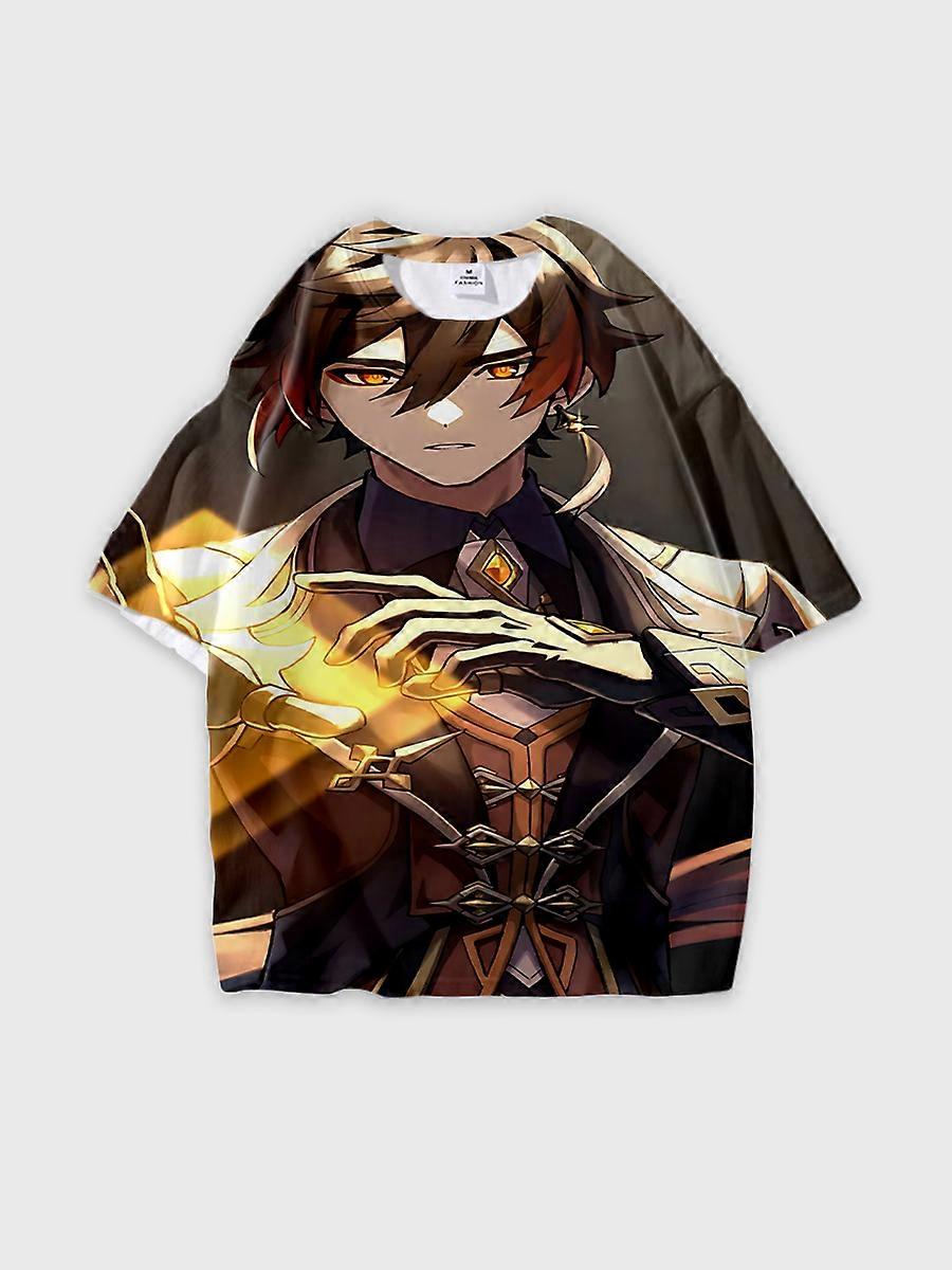 T-shirt round neck Role Pattern loose short sleeve D234