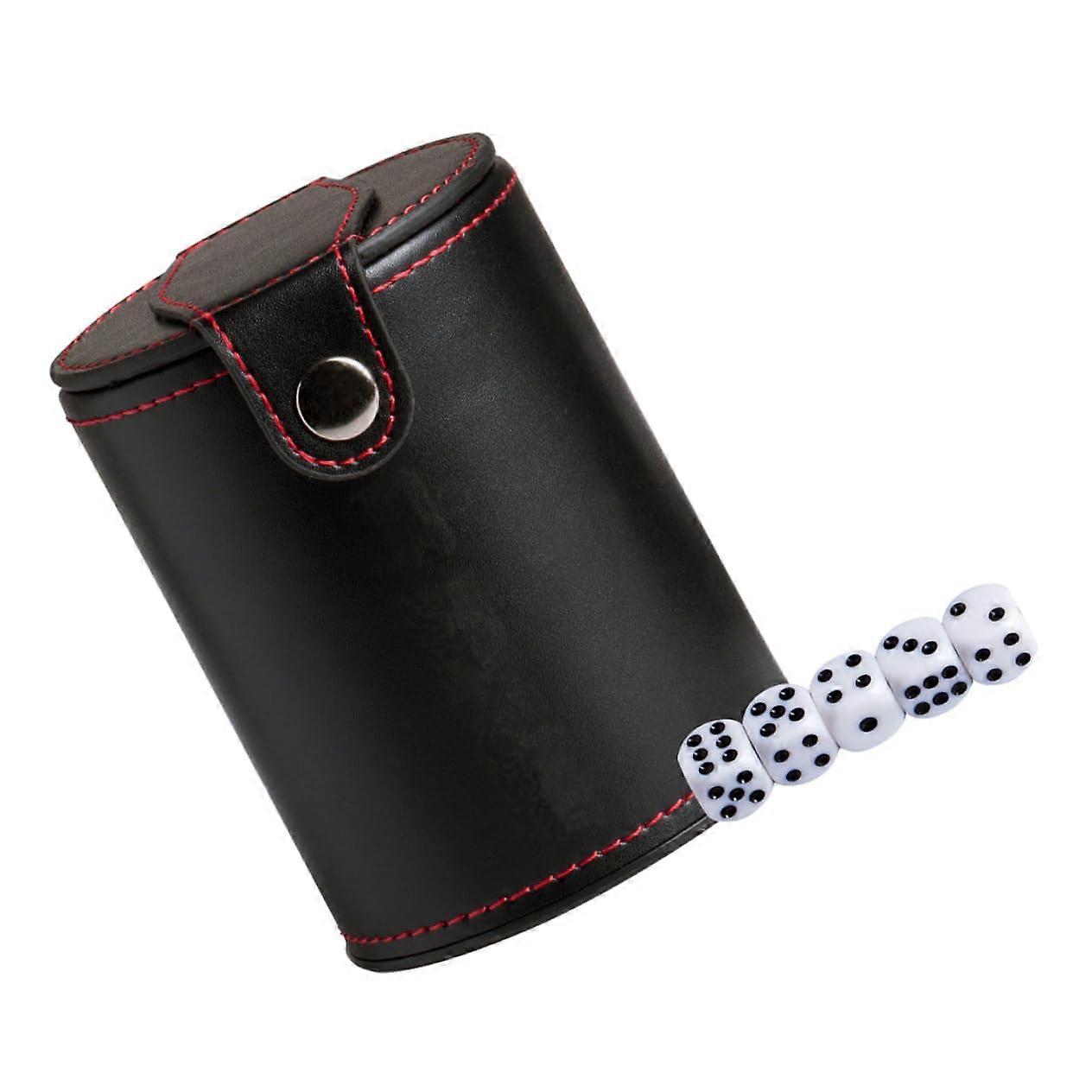 1satz PU Leather Dice Cup with Dice – Compact Portable Dice Game Accessory for Parties, KTV, and Bars