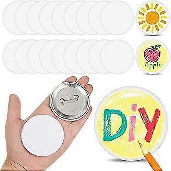 20-pack DIY White Button Pins 58 mm Blank Craft Buttons for DIY Crafts Christmas Craft Supplies, DIY Badges