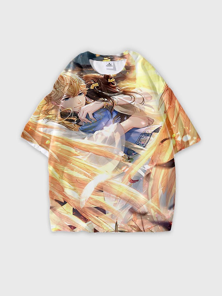 T-shirt round neck Role Pattern loose short sleeve E2078