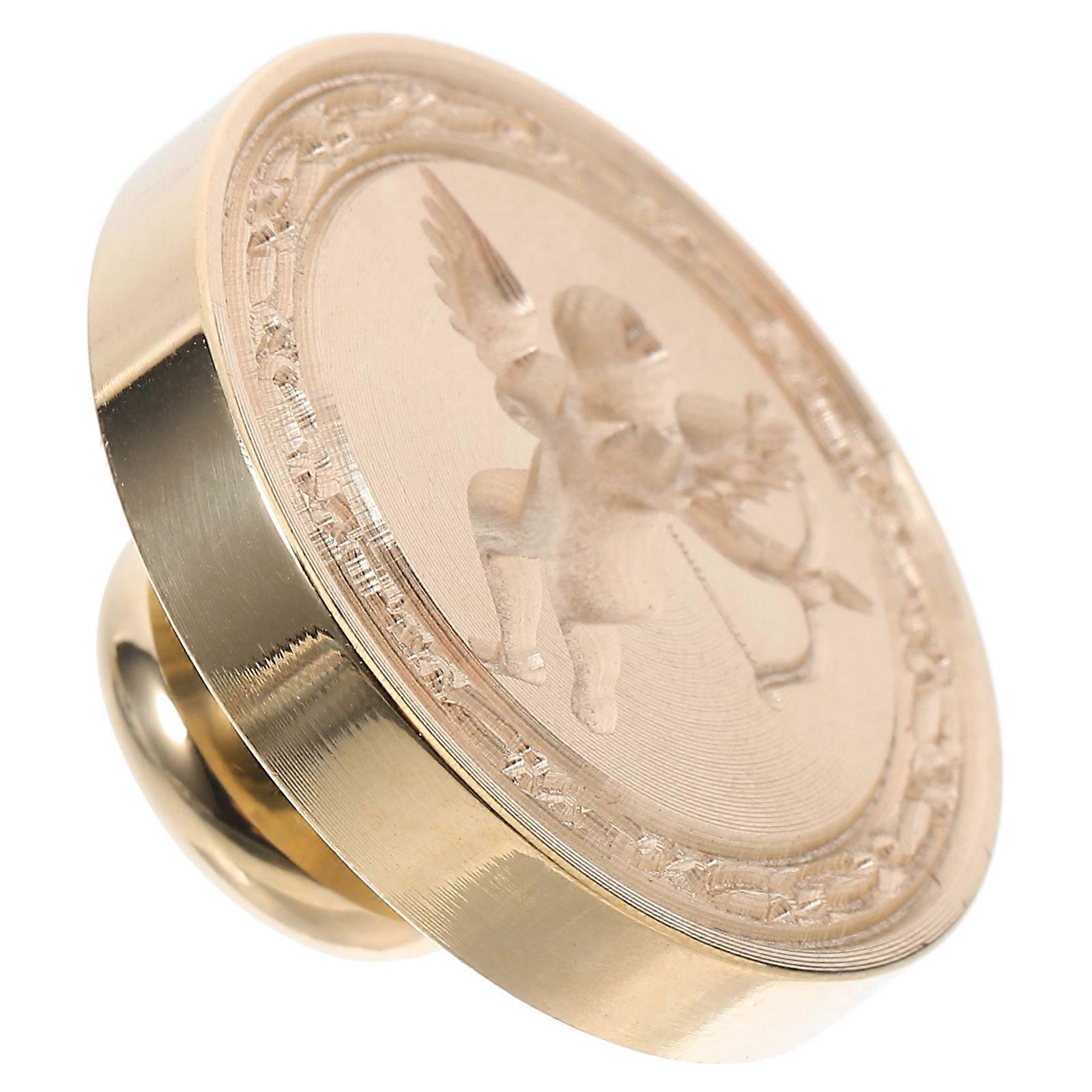 Brass Wax Seal Stamp Head for DIY Use Golden Removable and Easy to Clean 1.5 inches