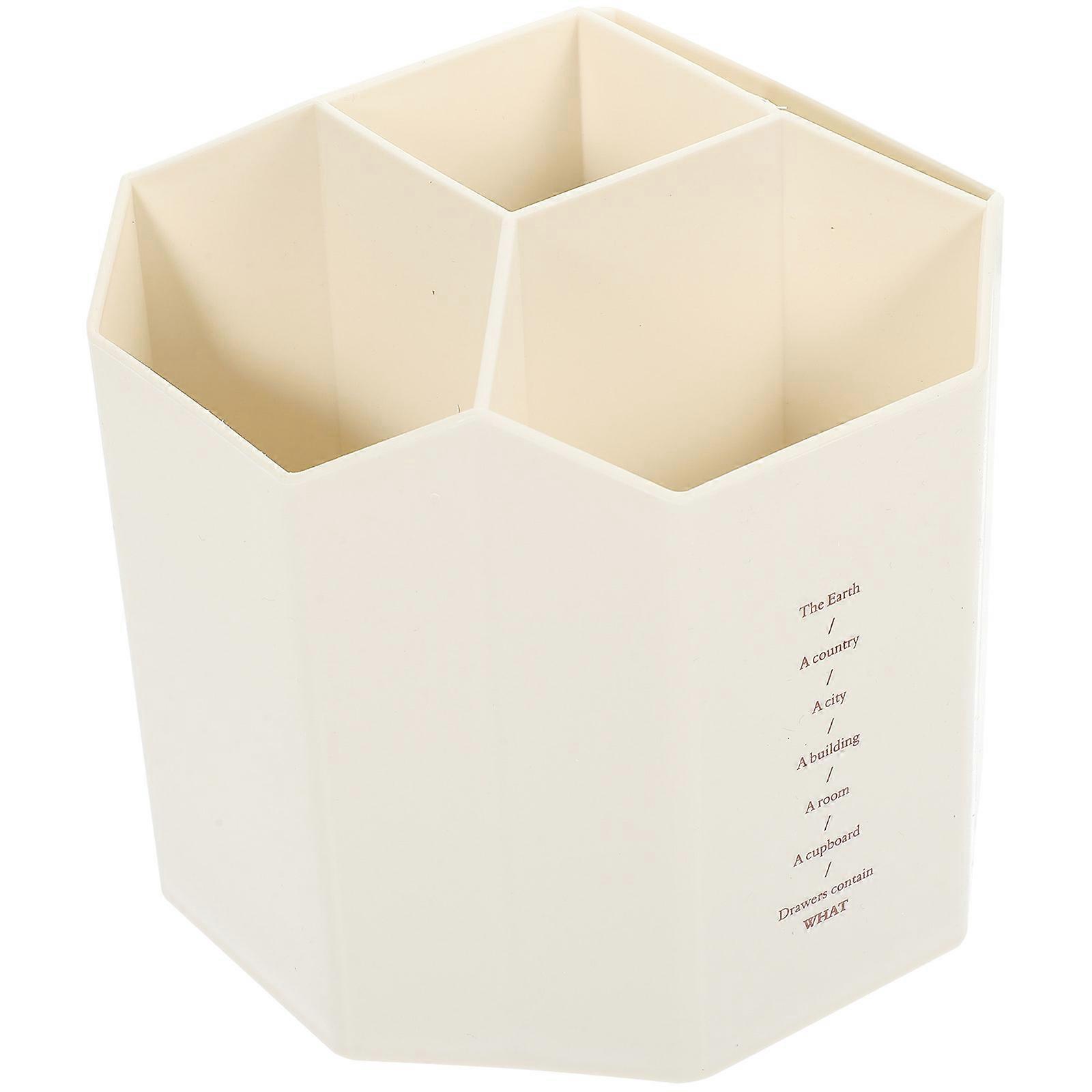 White Plastic Makeup Brush Holder for Desk with Rotatable Design and Large Capacity 6.5 Inches