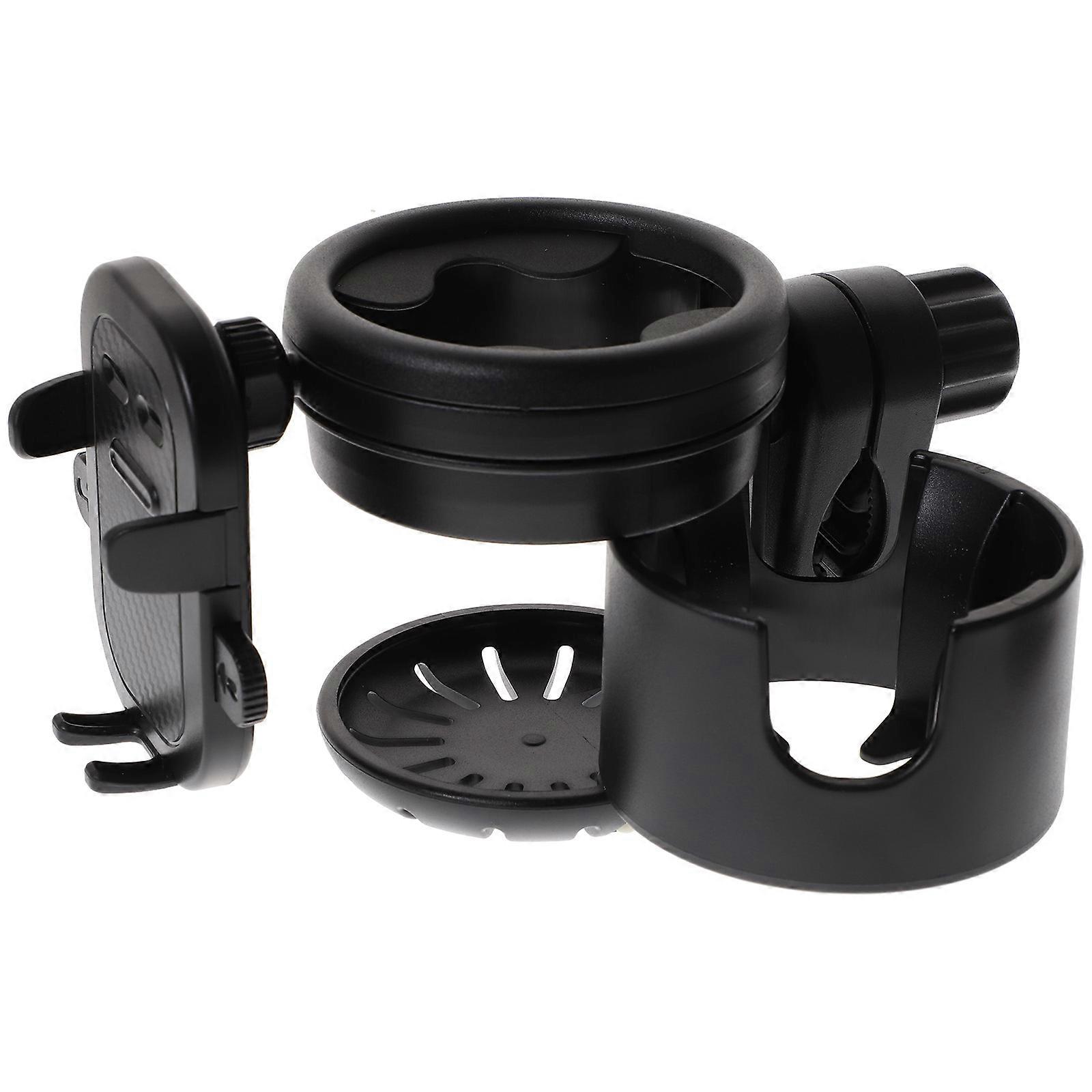 Cup and Phone Holder for Strollers, Bikes, Wheelchairs – Durable, Universal Accessory – Black