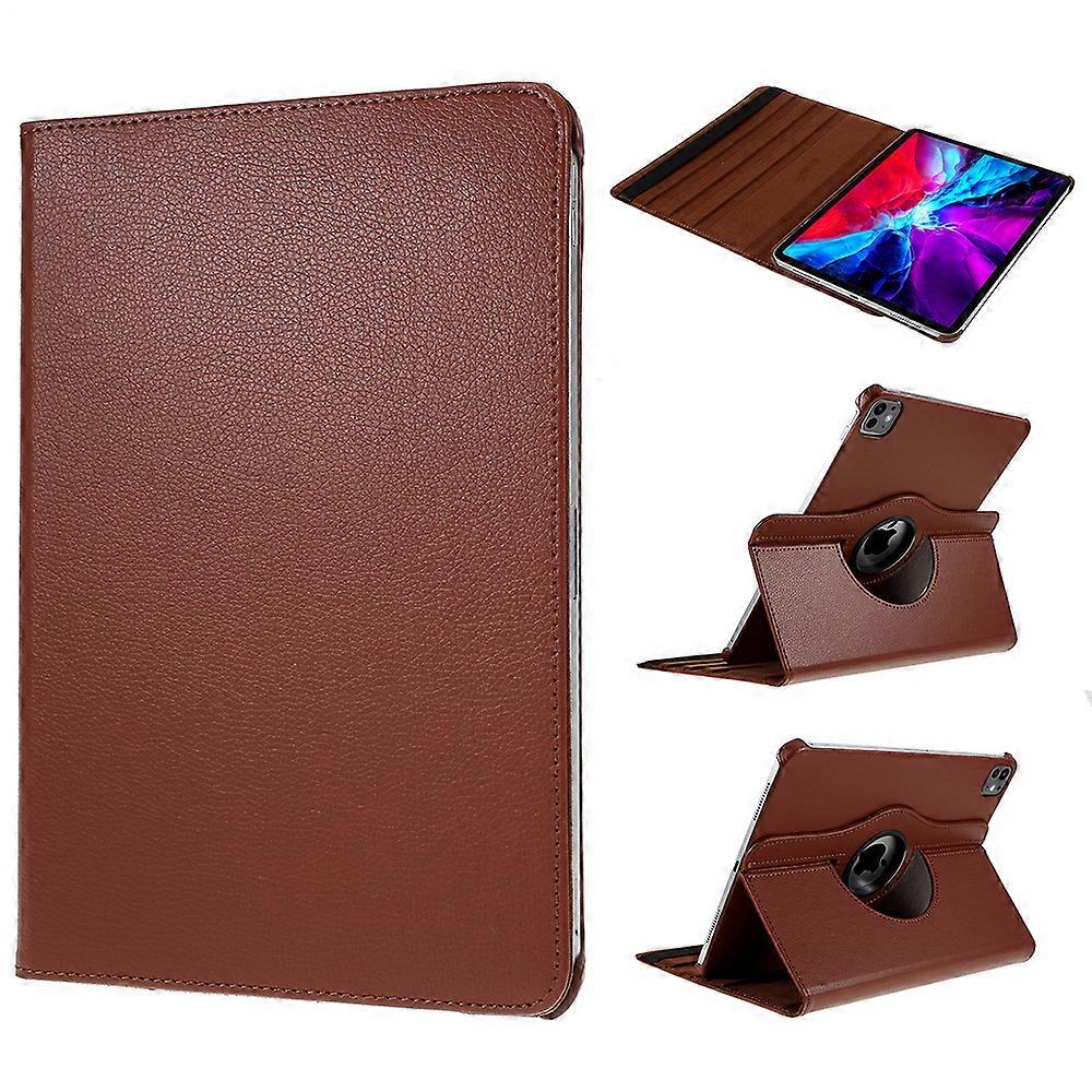 TKdaddy Pour iPad Pro 13 (2024) Coque Cuir PU Tablette Couverture 360 Degrés Rotatif Stand Marron