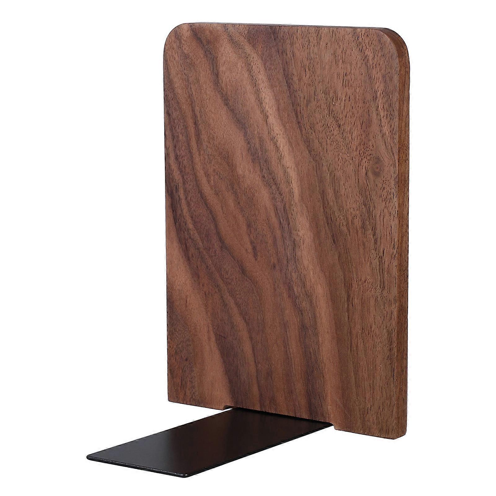 Sturdy Solid Wood Bookends with Non Slip Base Modern Shelf Organizer for Books, Magazines, and DVDs Decorative Book Holder for Home, Office, and