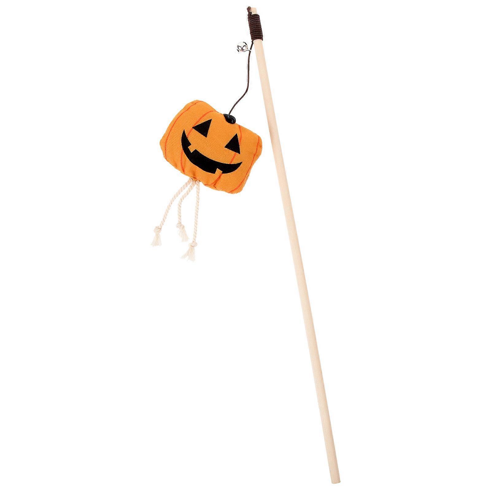 Halloween Cat Teasing Wand with Cute Pumpkin Design – Lightweight Interactive Toy for Cats and Kittens, Indoor Play and Exercise for Pet Owners