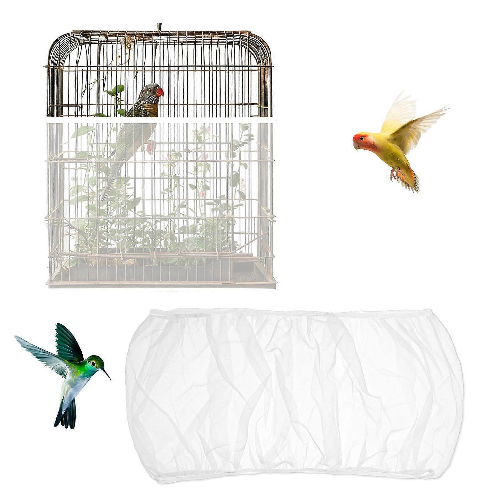 4PCS Bird Cage Cover: Adjustable Breathable Mesh Dust Guard for Parrots Cockatiels & Canaries - Reusable Universal for Large/Small Cages