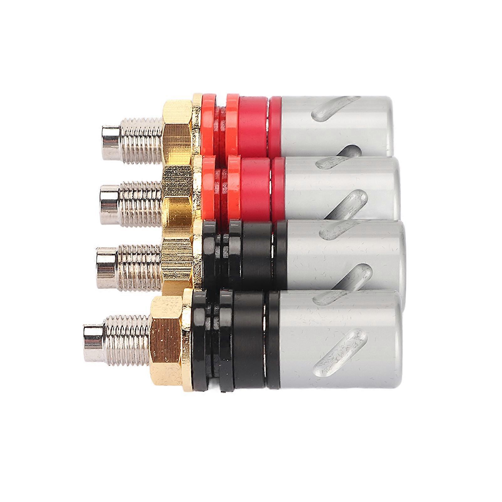 Amplifier Binding Post Soldering Free Pure Red Copper Rhodium Plated 4mm Banana Plug Socket for Speaker 4pcs 