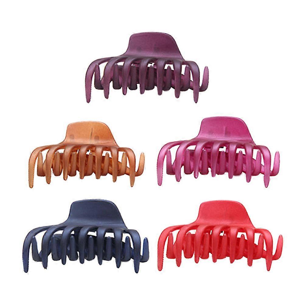 5pcs Simple Hair Claw Clips for Women – Mixed Random Colors – Styling & Shower Hair Accessories