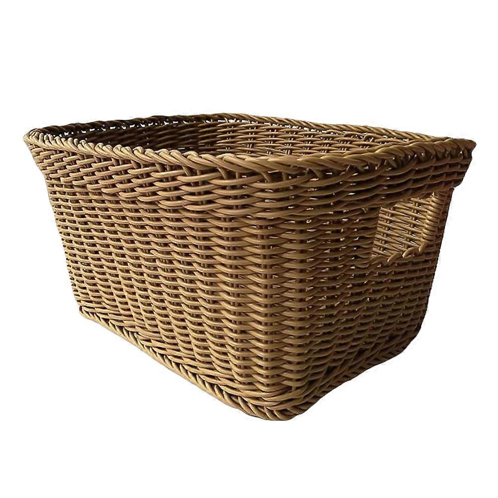 Coffee Plastic Laundry Hamper with Rattan Weaving Technology for Bedroom Storage Use Large Capacity