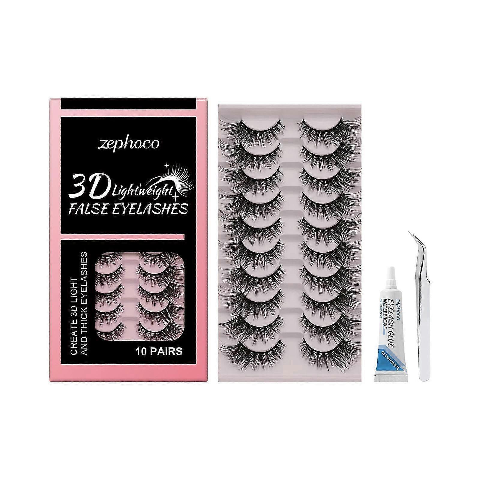 3D Lightweight False Eyelashes, Luxury 3D Fluffy False Eyelashes, Reusable 3D Natural Look False Lashes for Women