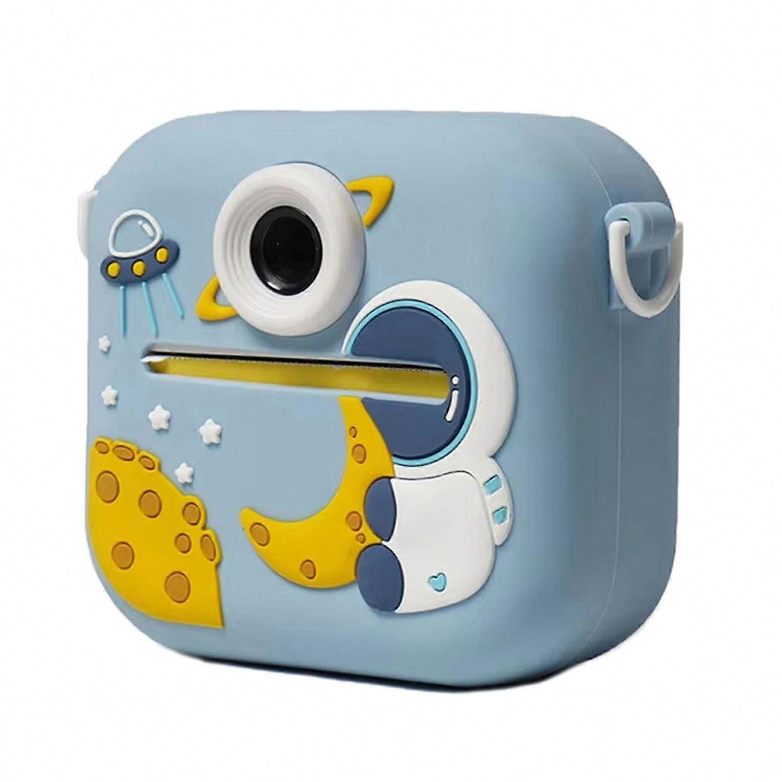 Instantly Print Kids Camera With Dinosaur Silicone Case 2.4Inch Screen Rechargeable Battery Builts in gaming Music Player green