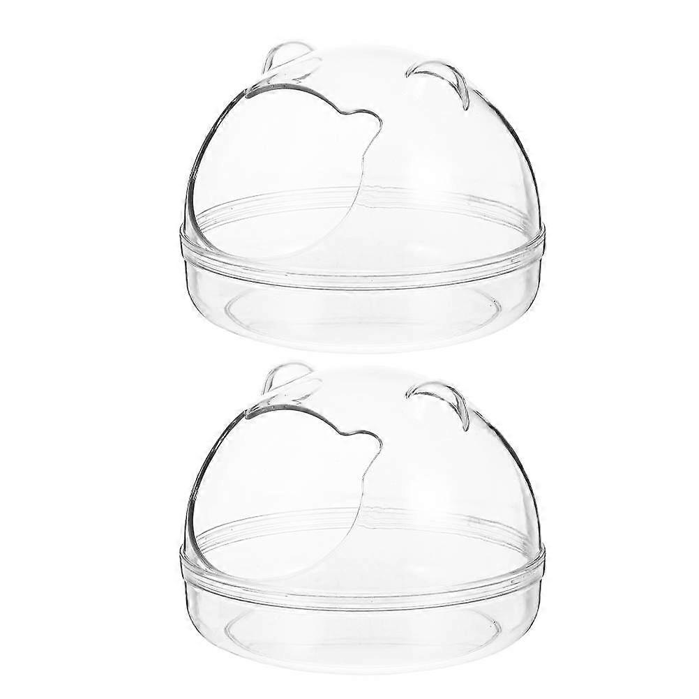 Hamster Bath Container 2Pcs In Transparent Color For Pet Bathrooms Adopting Durable Plastic