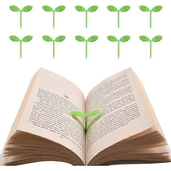 10-Pack Small Green Bookmarks, Silicone Mini Sprout Bookmarks