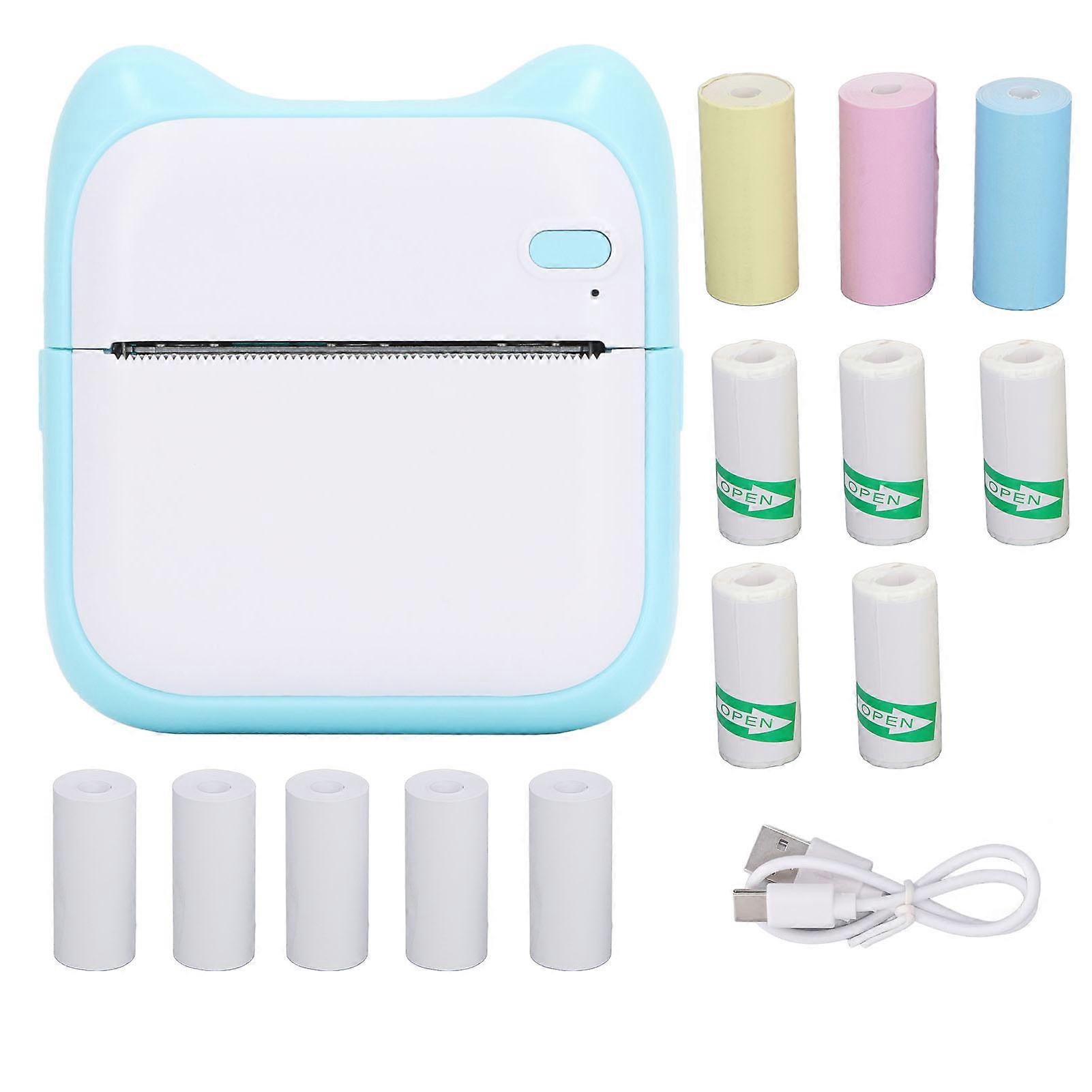 Mini Thermal Printer HD Clear 200dpi Printing BT Portable Printer for Students Photos Notes Blue