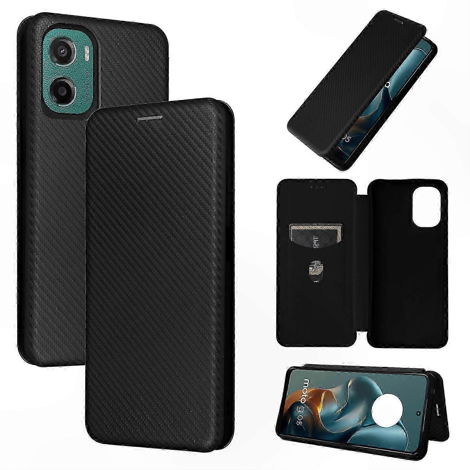 Textured Carbon Fiber Pattern Leather Flip Case for Phone