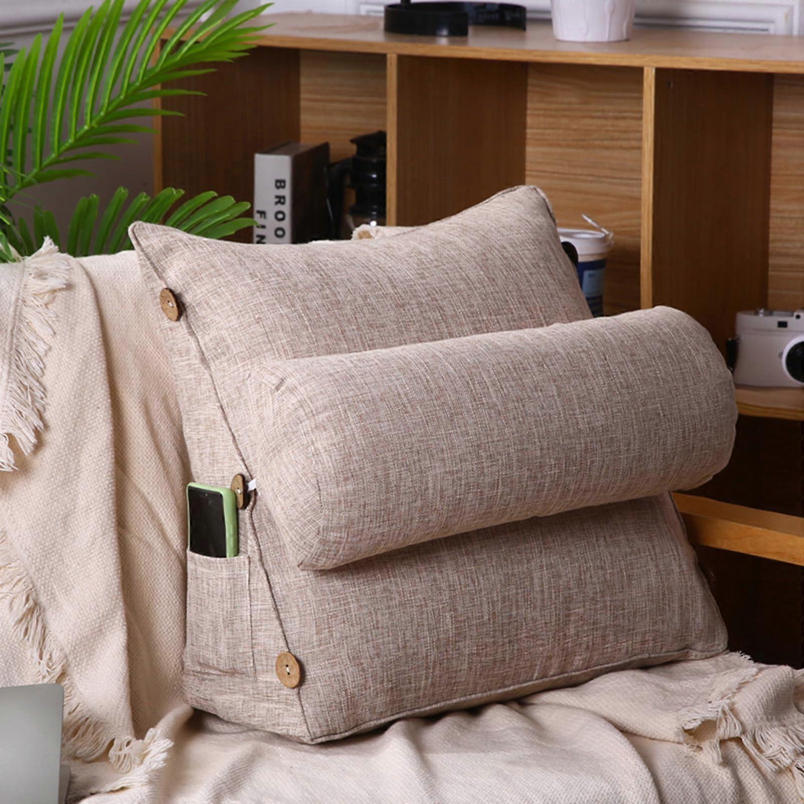 Triangle Reading Pillow, Soft, Comfortable, for Bed and Couch, Light Brown, 45*45*20cm