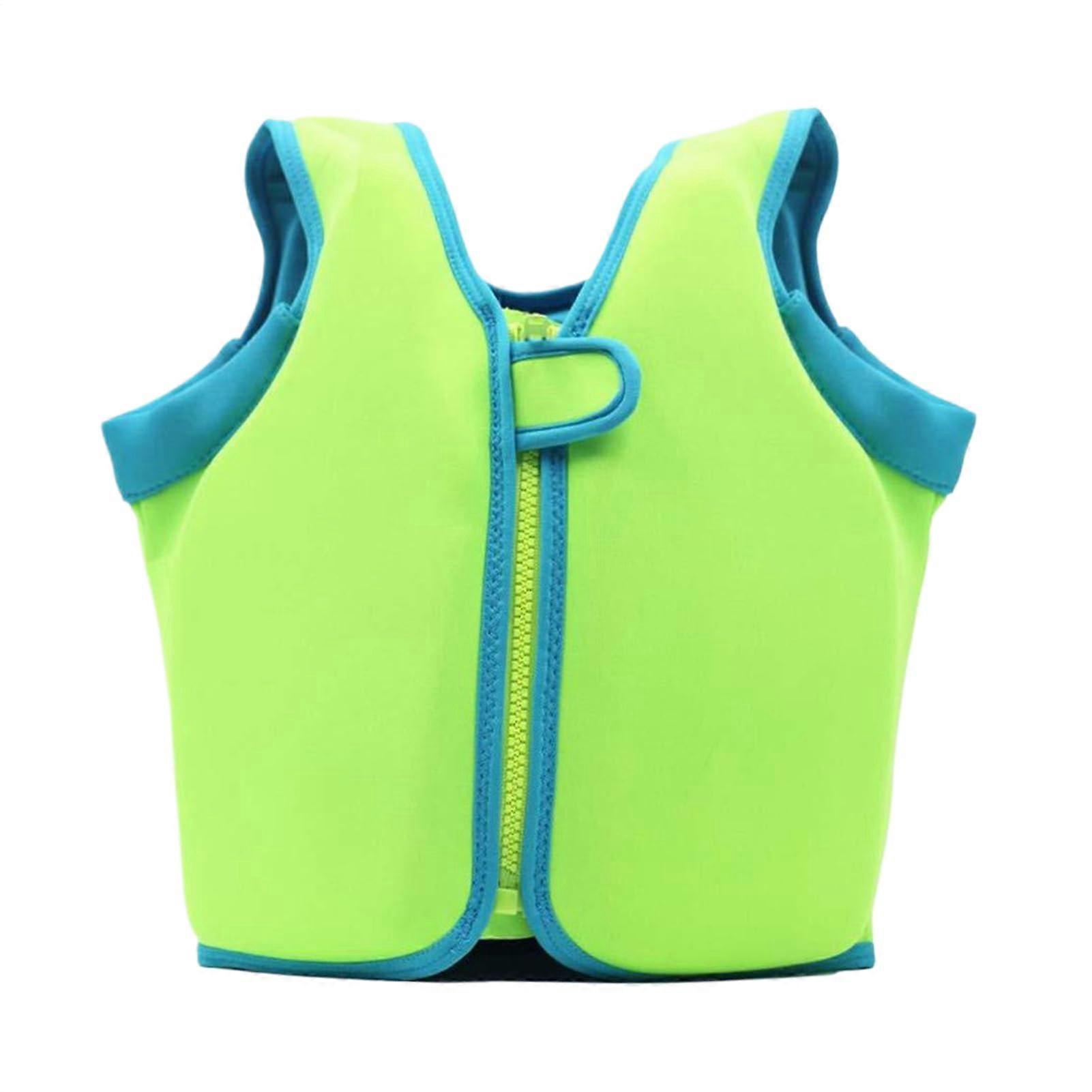 Swim Vest Adjustable Kids Flotation Aid With Zipper For Girls 4-12 Years Green XXL Pool Beginner