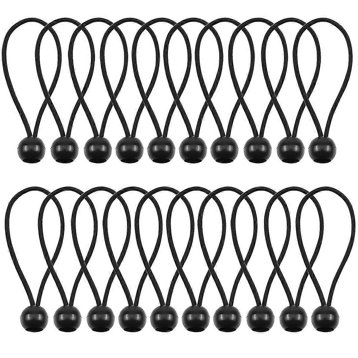 2025 20pcs Bungee Cords Tarp Ties Elastic String Cord Black Wrapping Rope