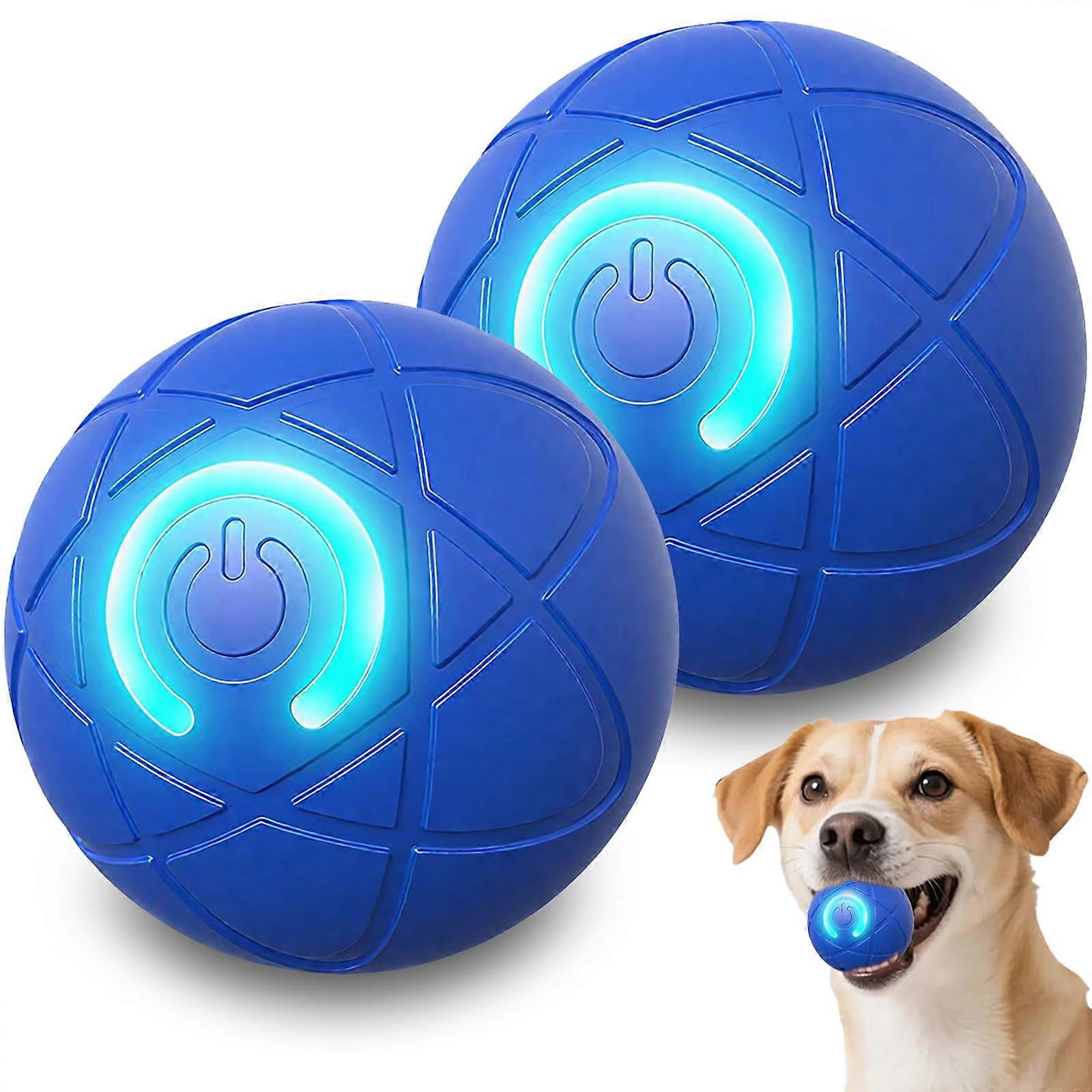 Jumping Activation Ball for Dogs, Indestructible Intelligent Toy, Blue Interactive Dog Ball, Pack of 2