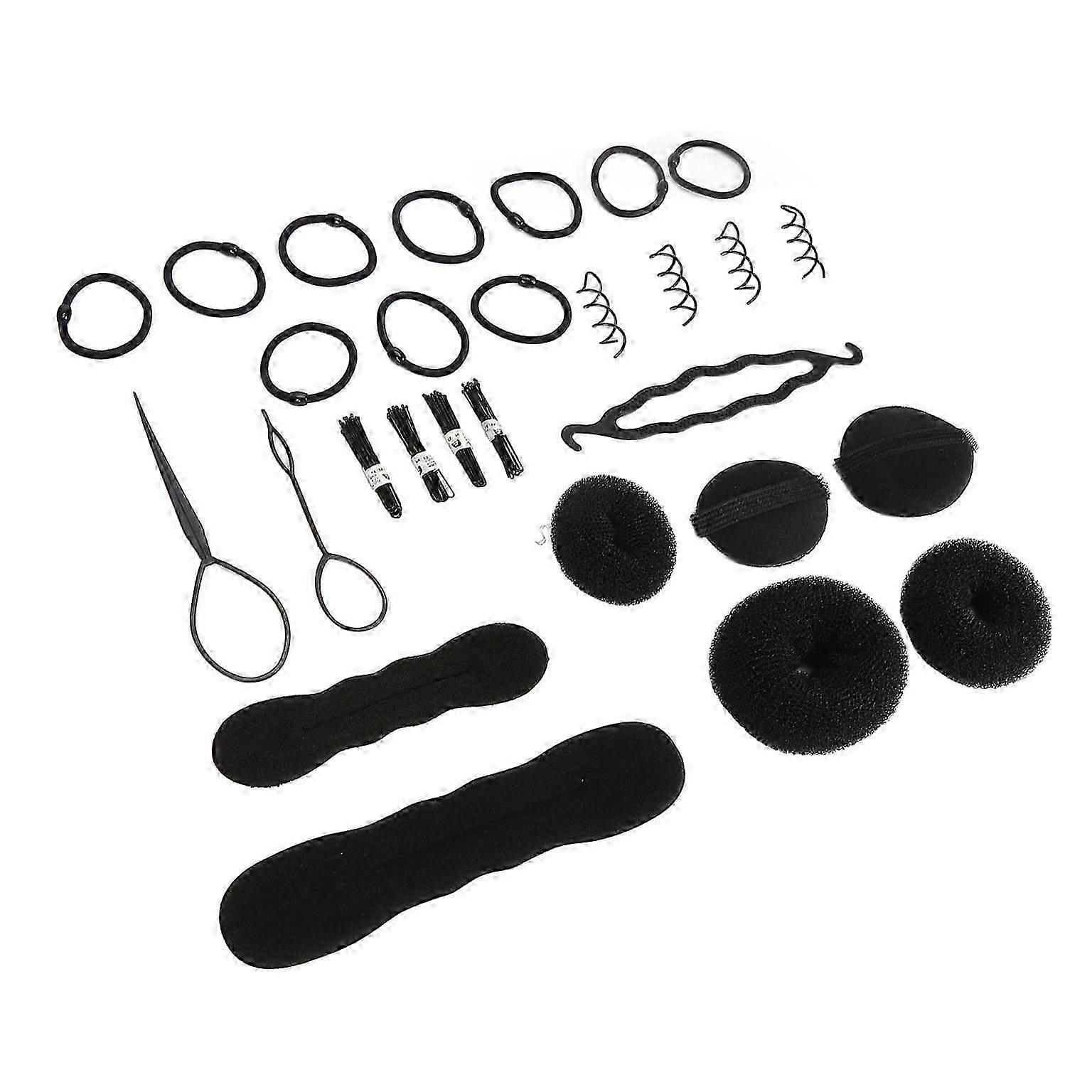 Hair Bun Shaper Set - Donut Maker with Pins & Elastic Bands for Perfect Buns