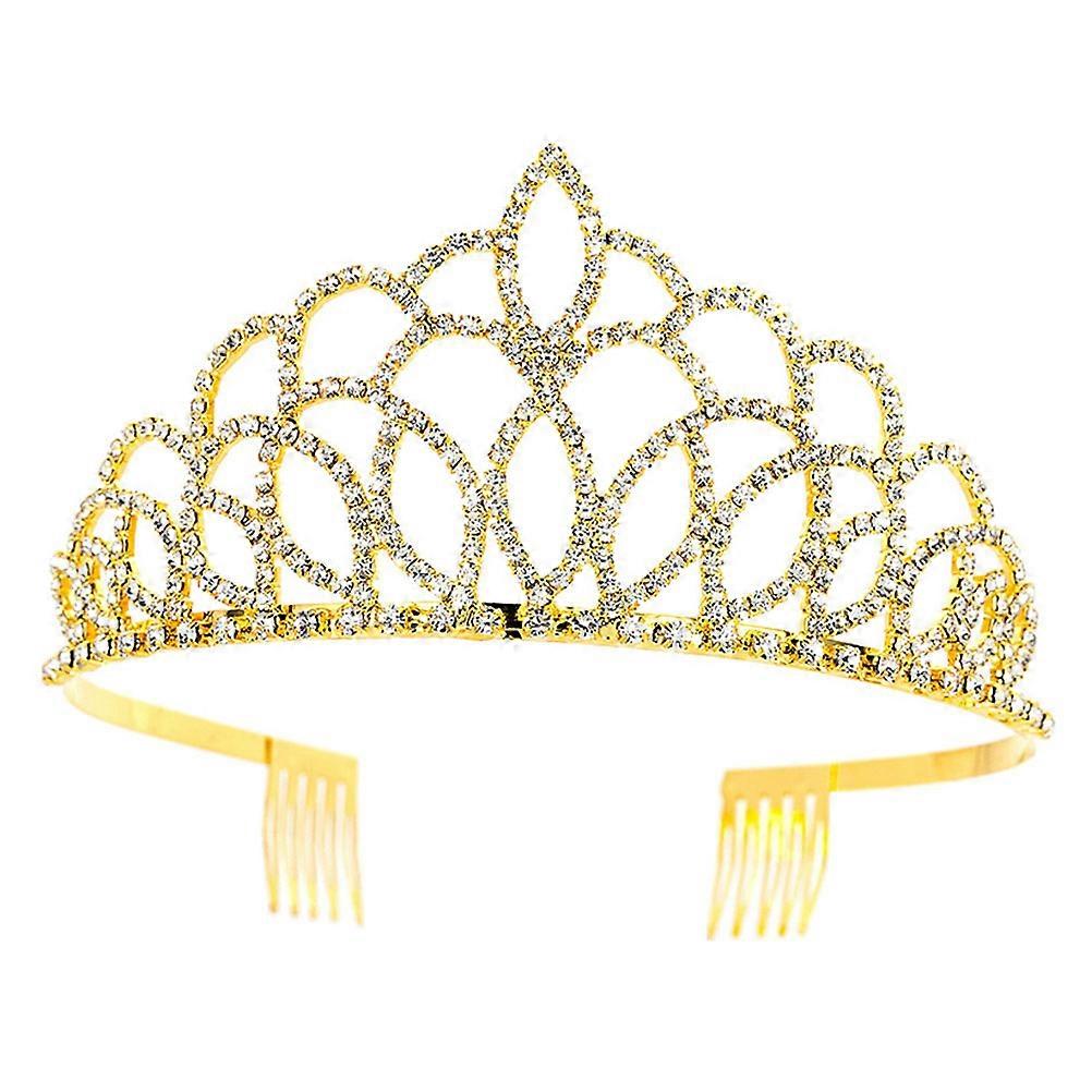 Gold Rhinestone Crystal Headband for Decoration with Fixing Rings and Copper Claws Size Suitable