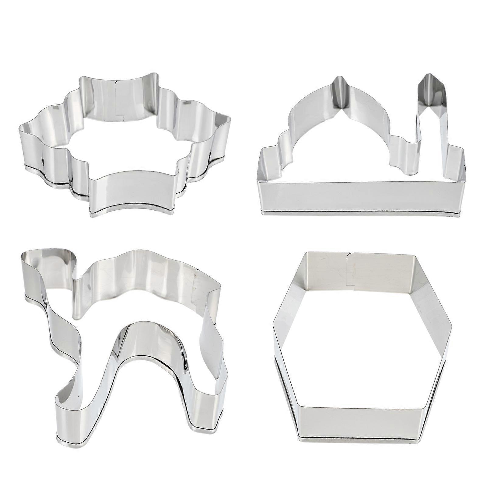 Stainless Steel Biscuit Mold Set 4Pcs For Cookie Baking Lesser Bairam Celebrations Non-Stick Safe Use