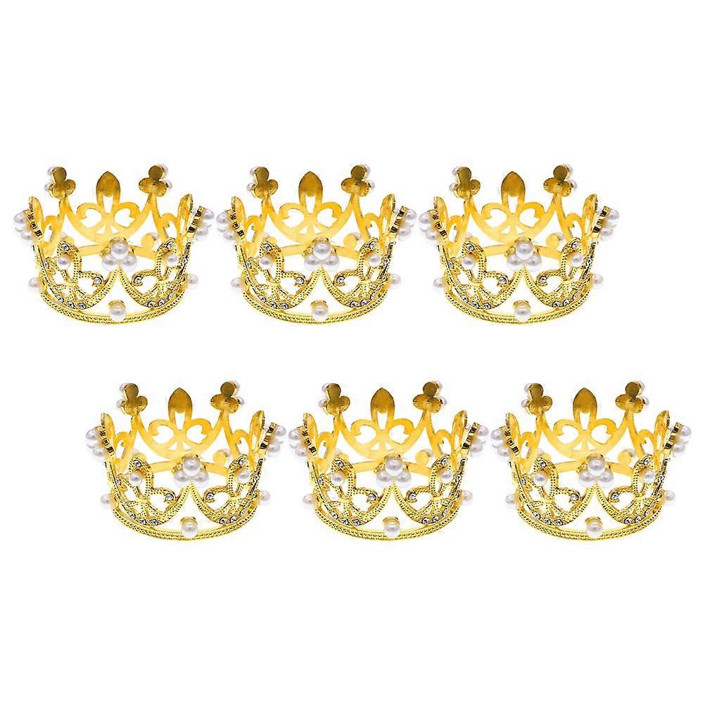 ホリデーパーティーのための王冠の形をしたナプキンのリングホルダーの装飾的なスタイル5X5X3.6CMの耐摩耗性の機能が付いている黄金の合金6個