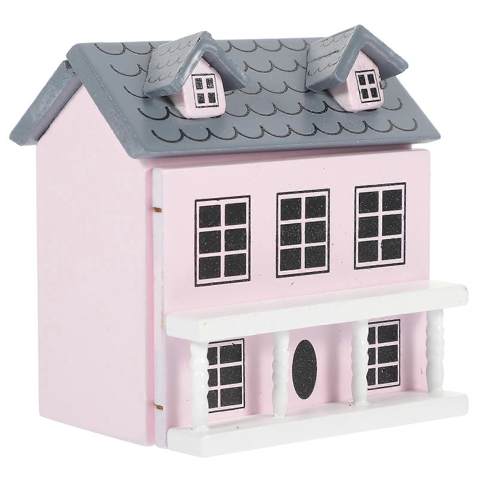 Mini Desktop Ornament Mini House Decor Creative House Shape Indoor Decoration 7.1X6.5CM Durable Wooden 1 Piece
