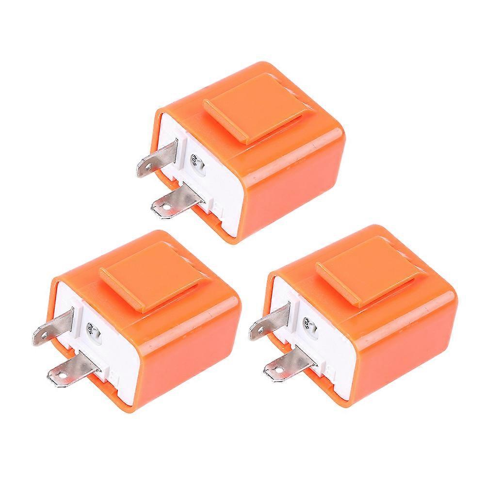3pcs Adjustable Pin Motorcycle Turn Signal Flasher Relay Indicator Lamp Orange Fast Flashing No Bulb Blowing Protection