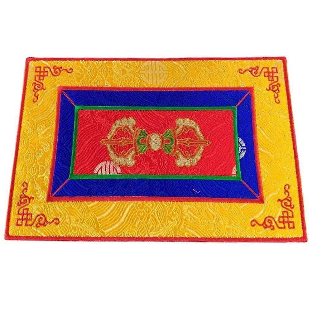 Buddha Singing Bowl Vajra Mat Tibetan Style Ritual Mat Rectangular Singing Bowl Cushion Yellow