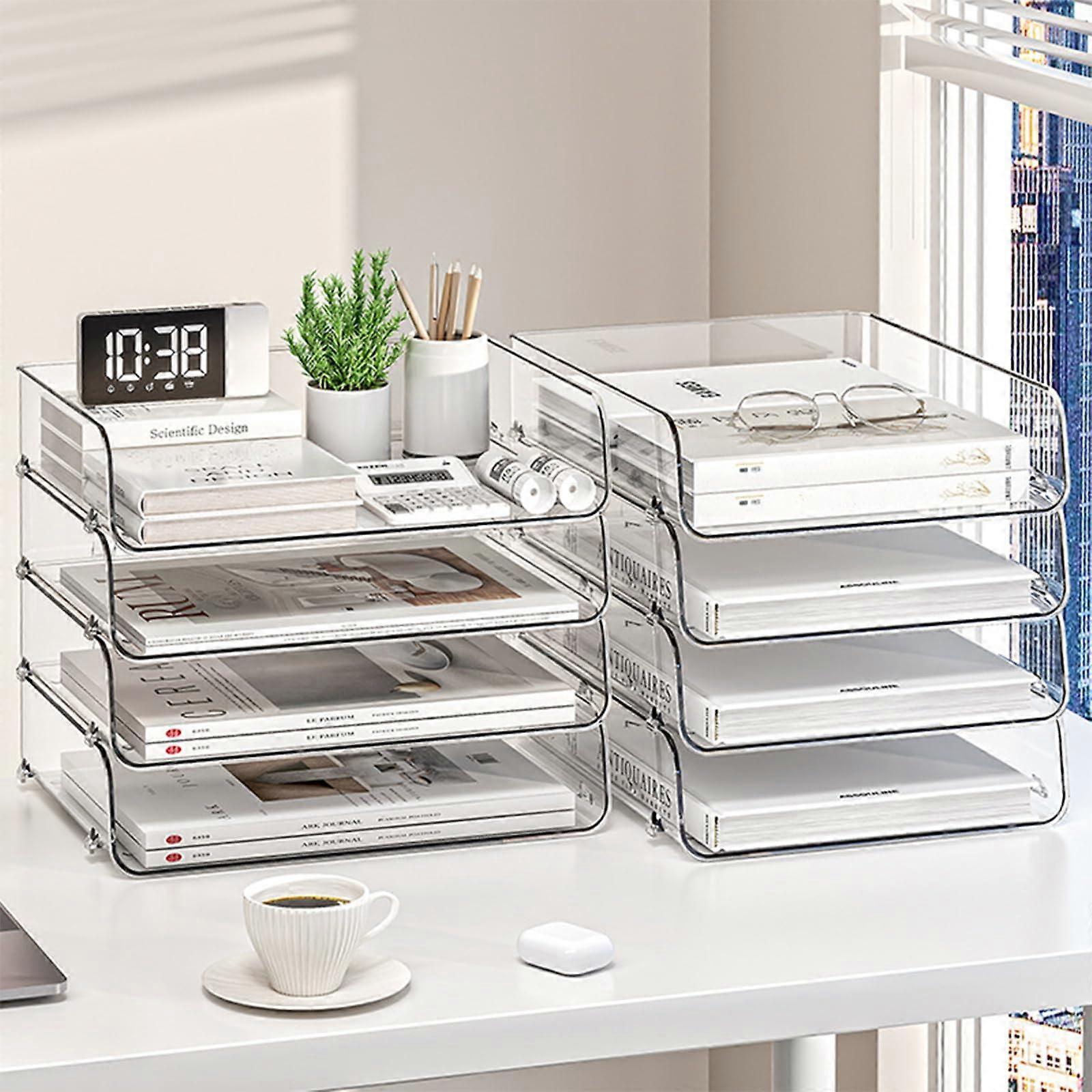 Classic Transparent Office Filing Tray, Stackable Document Holder (4 Layers)