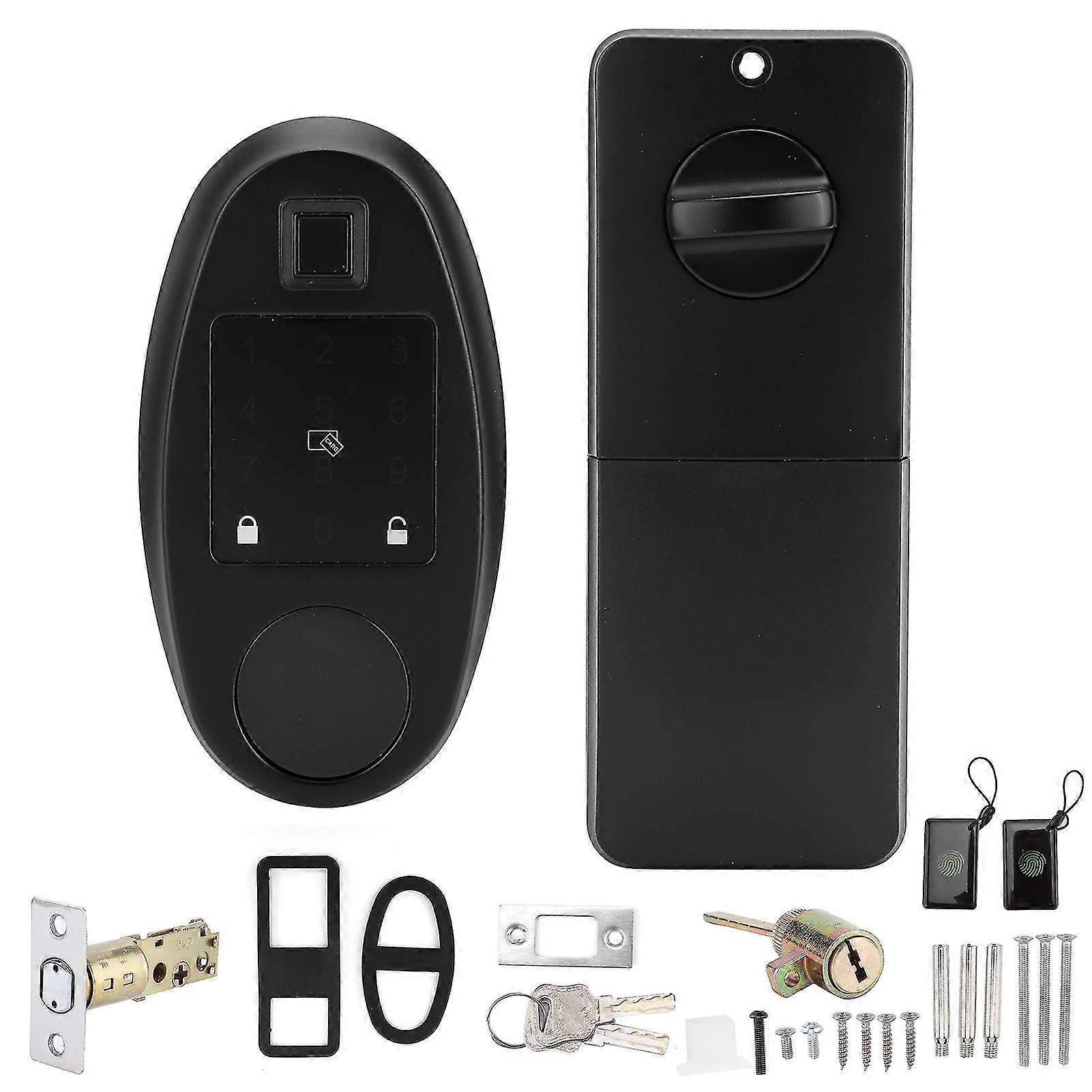 Smart Lock with Fingerprint Access & Temporary Password Card - Bluetooth Security & Mechanical Key for Enhanced Home Protection