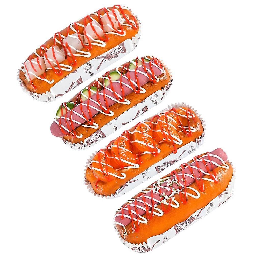 Artificial Bread Fake 4Pcs Display Model Assorted Color PU Teaching Tool for Educational Use