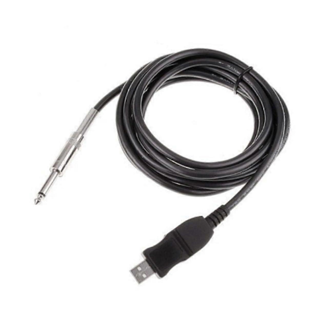 USB Guitar Cable for PC Recording Adapter Black Jack Plug Compatible with Windows and OS Durable Material for Musicians
