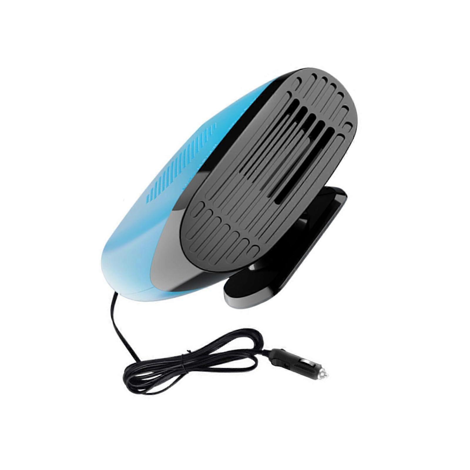 Compact 24V Car Heater with Adjustable Speeds, Efficient De-icing and Anti-Fogging Tool, Versatile Heating and Cooling Solution in Blue
