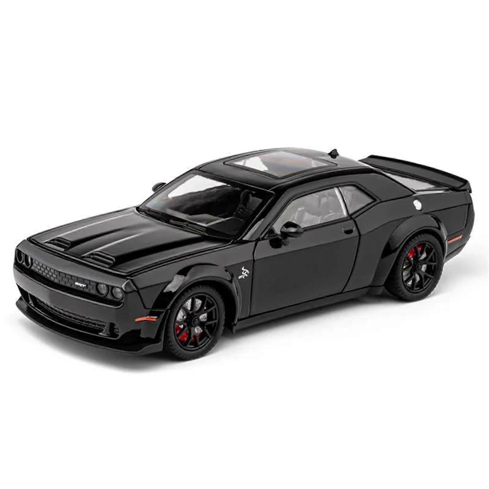 Die-Cast Model 1:24 Scale Alloy Car with Sound and Light Features in Black Finish